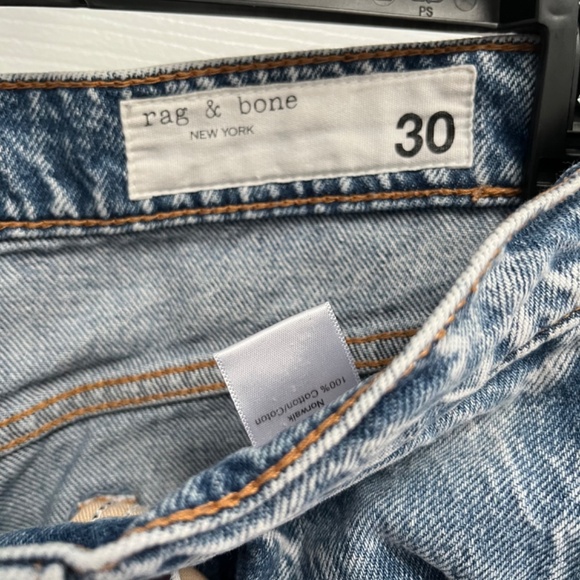 Rag & Bone Alex Jeans Womens 30 Blue High Rise Straight Denim Button Fly Raw Hem - Picture 10 of 12
